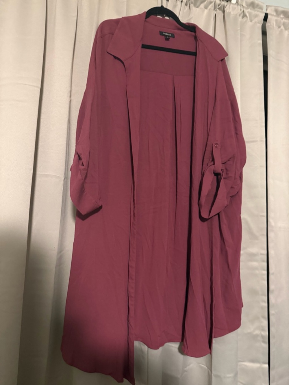 torrid Mauve Open-Front Long Duster Cardigan